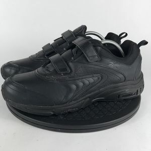 Reebok Black Leather Comfort Walking Shoes Straps Women’s Size 11